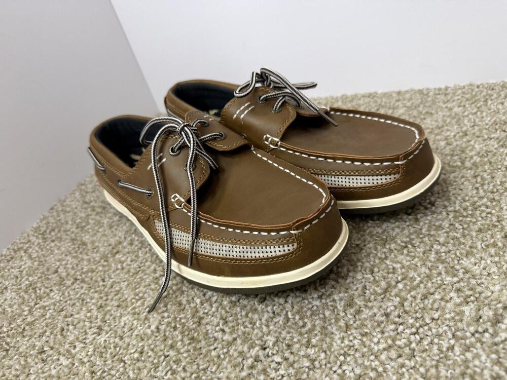 Island Surf Boat Shoes Mens Size 10 Brown Synthetic Mesh Slip Resistant